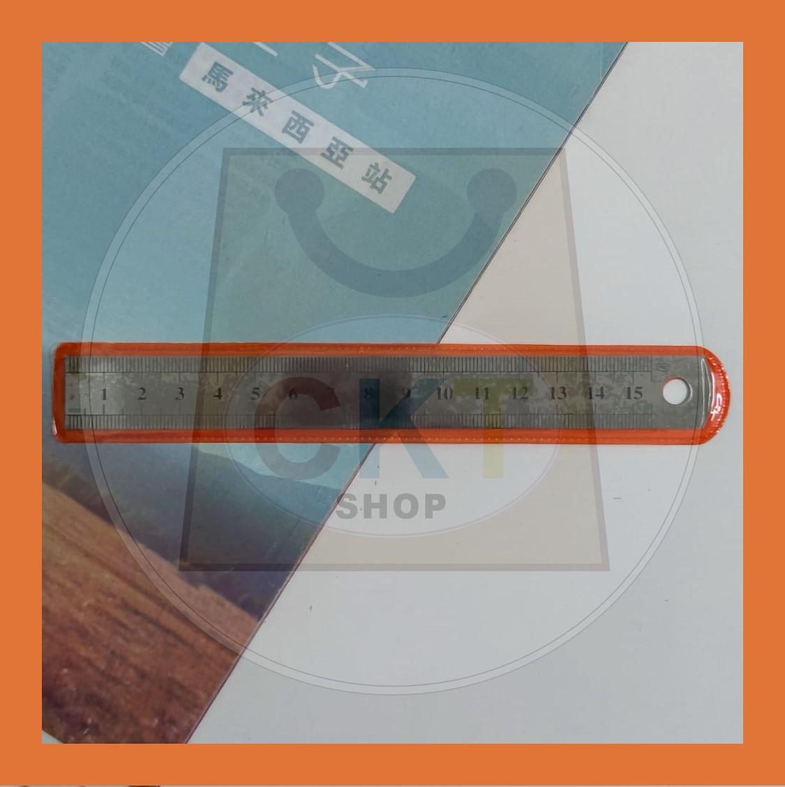 Stainless Steel Metric Ruler 15CM 6'' Pembaris Keluli Pembaris Besi School Office Stationery Sekolah Ofis