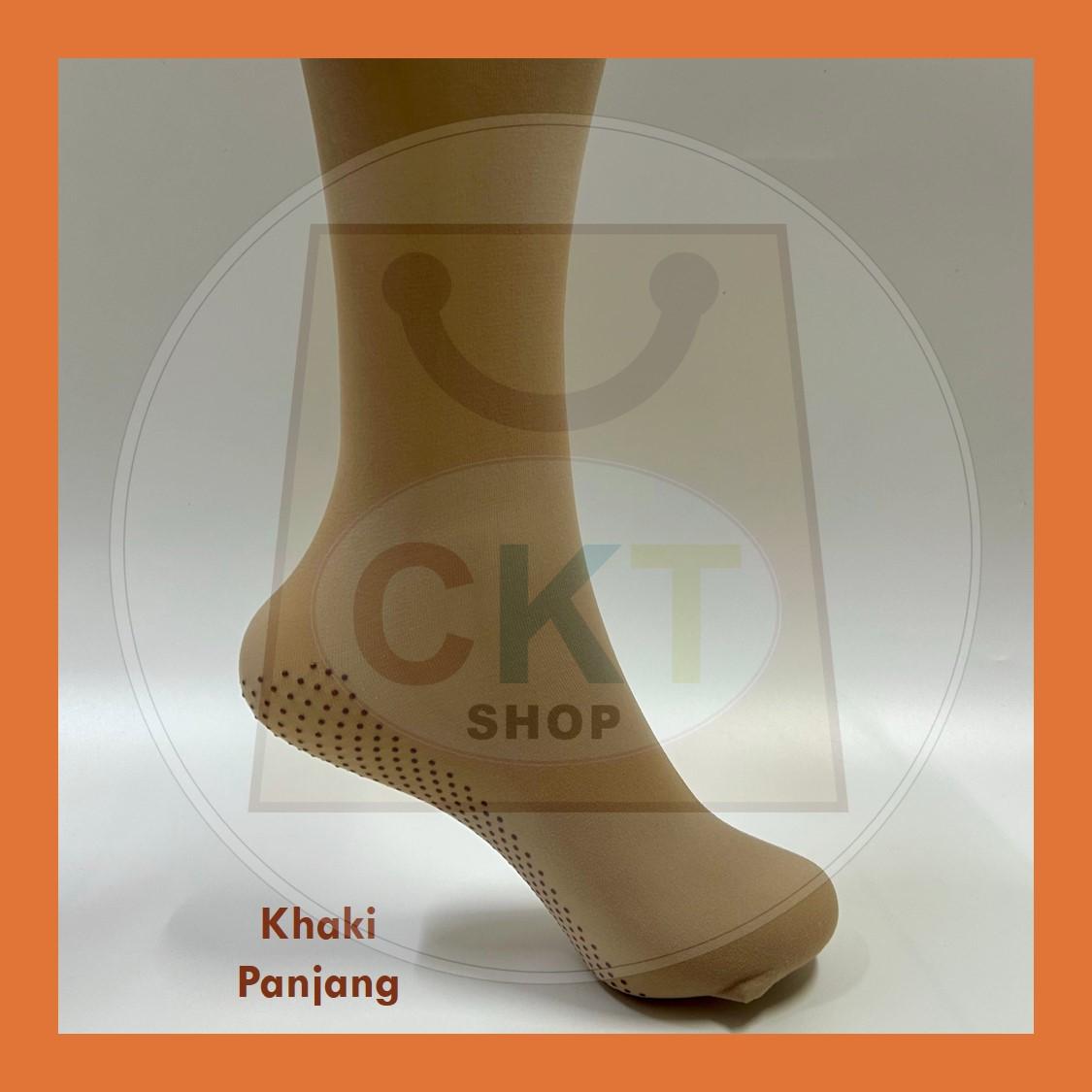 Stokin Muslimah Anti Slip Tutup Aurat Panjang 37cm Pendek 26cm Hitam Khaki Muslimah Socks