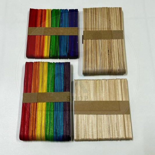 Wooden Ice Cream Stick Stick Batang Ais Krim Popsicle Ice Cream Stick Pine wood 4.5 inch 114mm x 10mm 50pcs (DIY Architecture Sculpture Education)