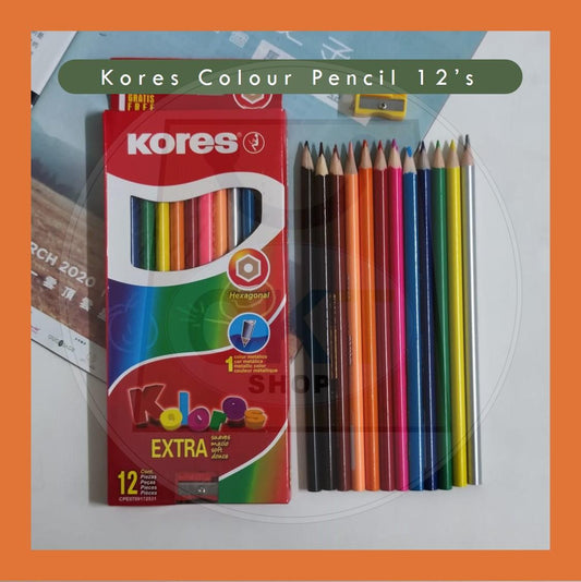 12 Colours Kids School Stationary Arts & Crafts Kores Colour Pencils 12 Pensel Warna Budak Sekolah 12 Long Panjang