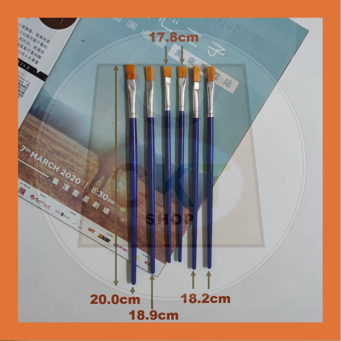 6PCs Nylon Brush Set Economy Beginner Halal Flat Brush Painting Tool Art Supplies Paint Brush