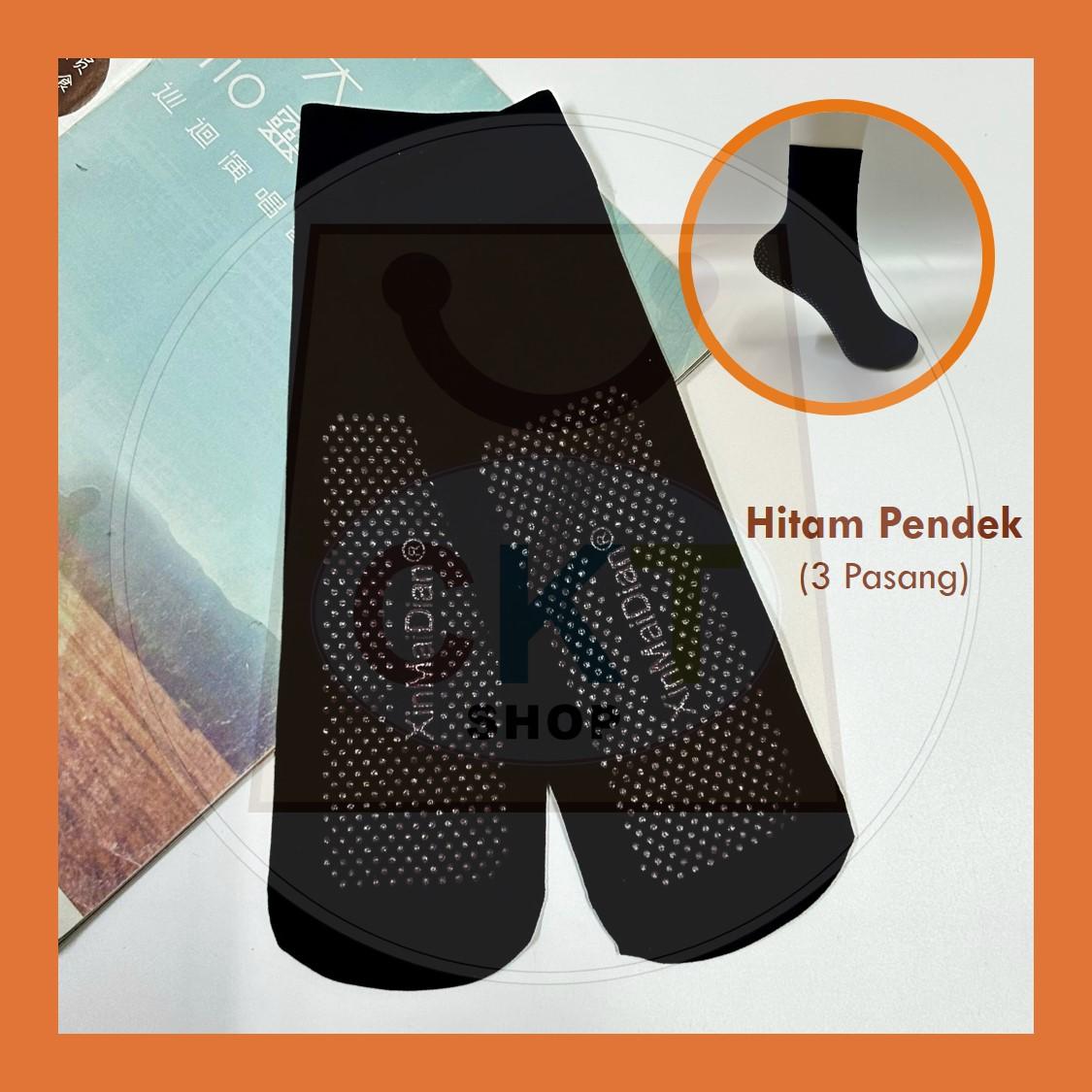 Stokin Muslimah Anti Slip Tutup Aurat Panjang 37cm Pendek 26cm Hitam Khaki Muslimah Socks