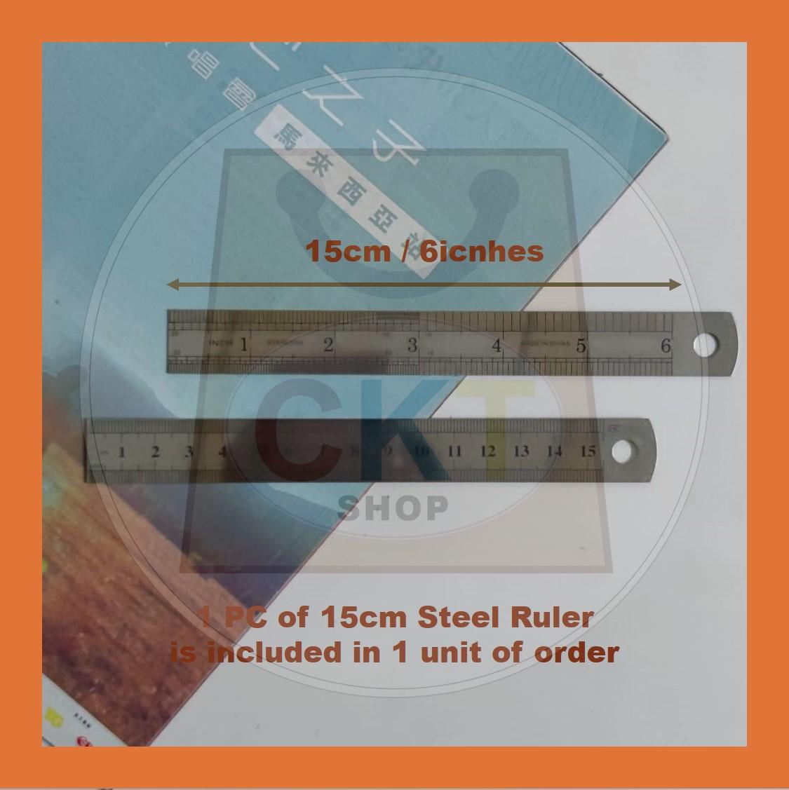 Stainless Steel Metric Ruler 15CM 6'' Pembaris Keluli Pembaris Besi School Office Stationery Sekolah Ofis