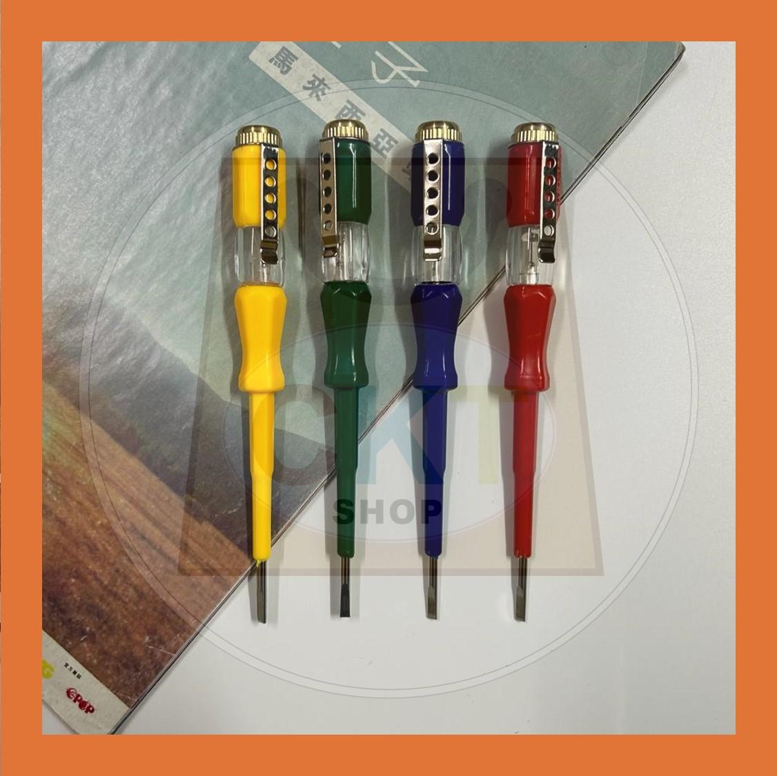 Pen Ujian Elektrik Pemutar Skru Kepala Rata 2.5mm Voltage Detector Test Pen Anti-Slip 100 500V PVC