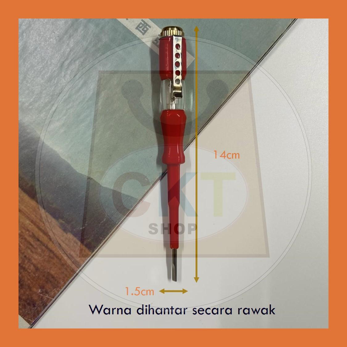 Pen Ujian Elektrik Pemutar Skru Kepala Rata 2.5mm Voltage Detector Test Pen Anti-Slip 100 500V PVC