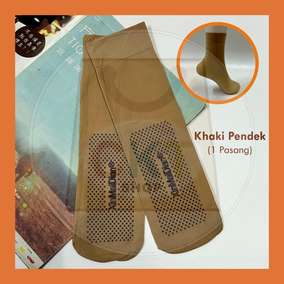Stokin Muslimah Anti Slip Tutup Aurat Panjang 37cm Pendek 26cm Hitam Khaki Muslimah Socks