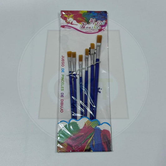 6PCs Nylon Brush Set Economy Beginner Halal Flat Brush Painting Tool Art Supplies Paint Brush