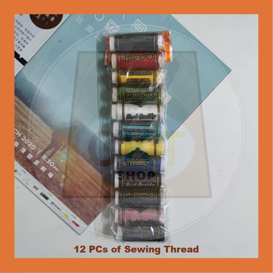 Benang Jahit Biasa Warna-Warni / Spun Polyester Sewing Thread 12 biji