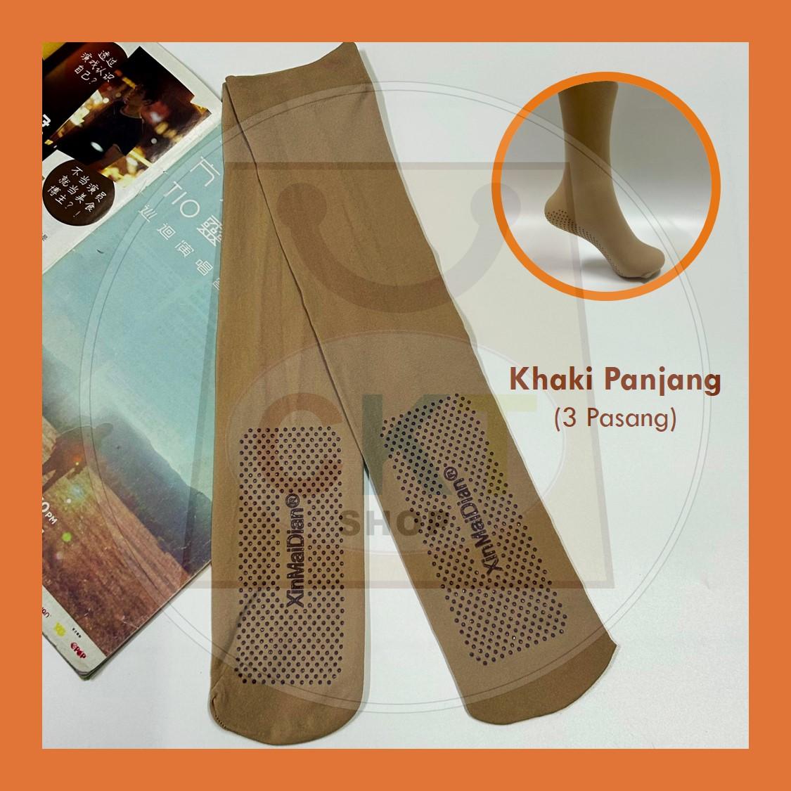 Stokin Muslimah Anti Slip Tutup Aurat Panjang 37cm Pendek 26cm Hitam Khaki Muslimah Socks