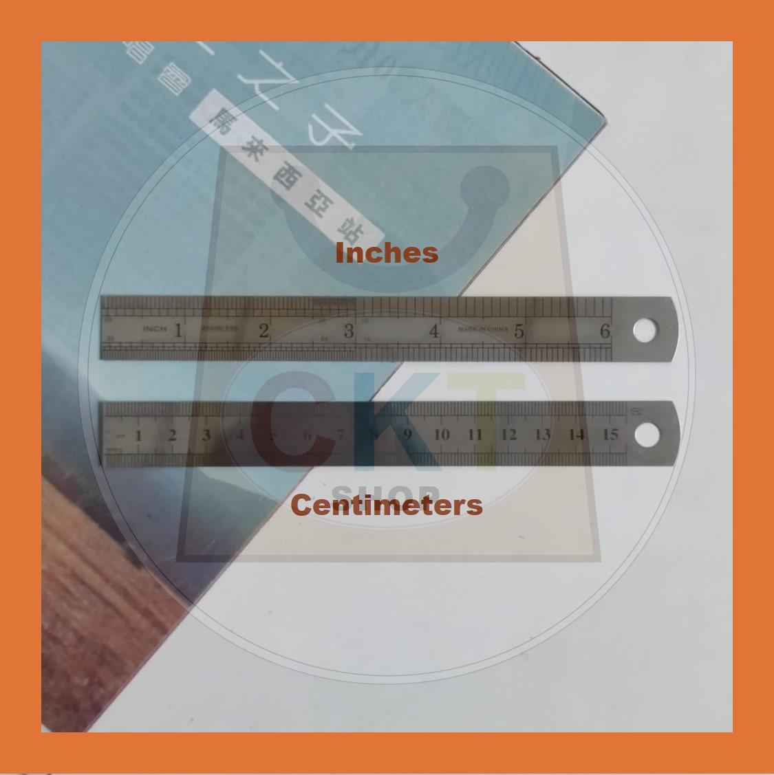 Stainless Steel Metric Ruler 15CM 6'' Pembaris Keluli Pembaris Besi School Office Stationery Sekolah Ofis