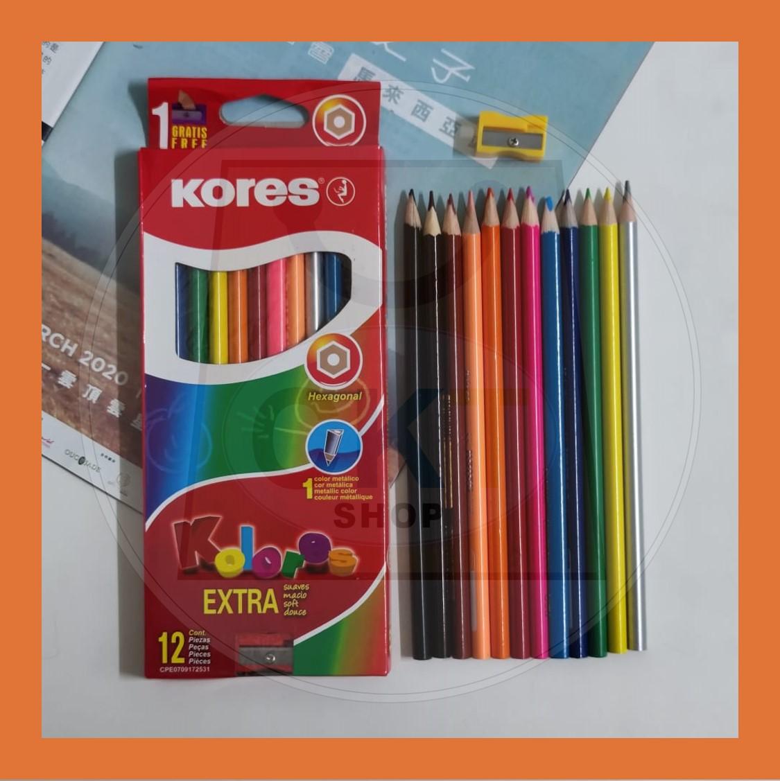 12 Colours Kids School Stationary Arts & Crafts Kores Colour Pencils 12 Pensel Warna Budak Sekolah 12 Long Panjang
