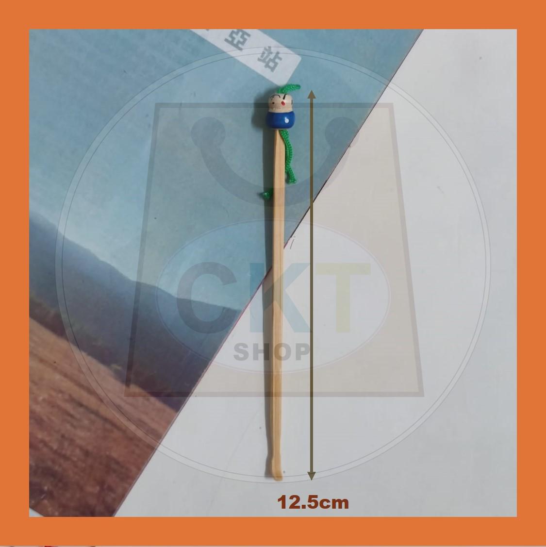 Bamboo Earpick Stainless Steel Ear Pick Korek Telinga Tebal 12cm Pembersih Kuping Ear Pick Remover