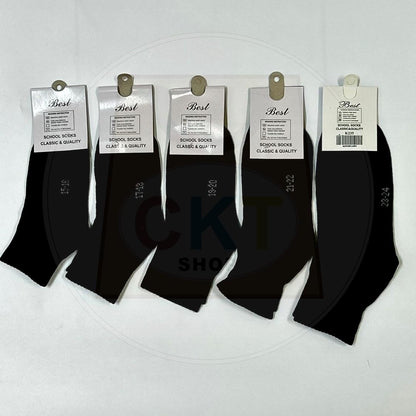 Student Unisex School Black Socks Size S to XL Sarung Kaki Stokin Sekolah Kerja Keje Warna Hitam Murah Cotton Stokin