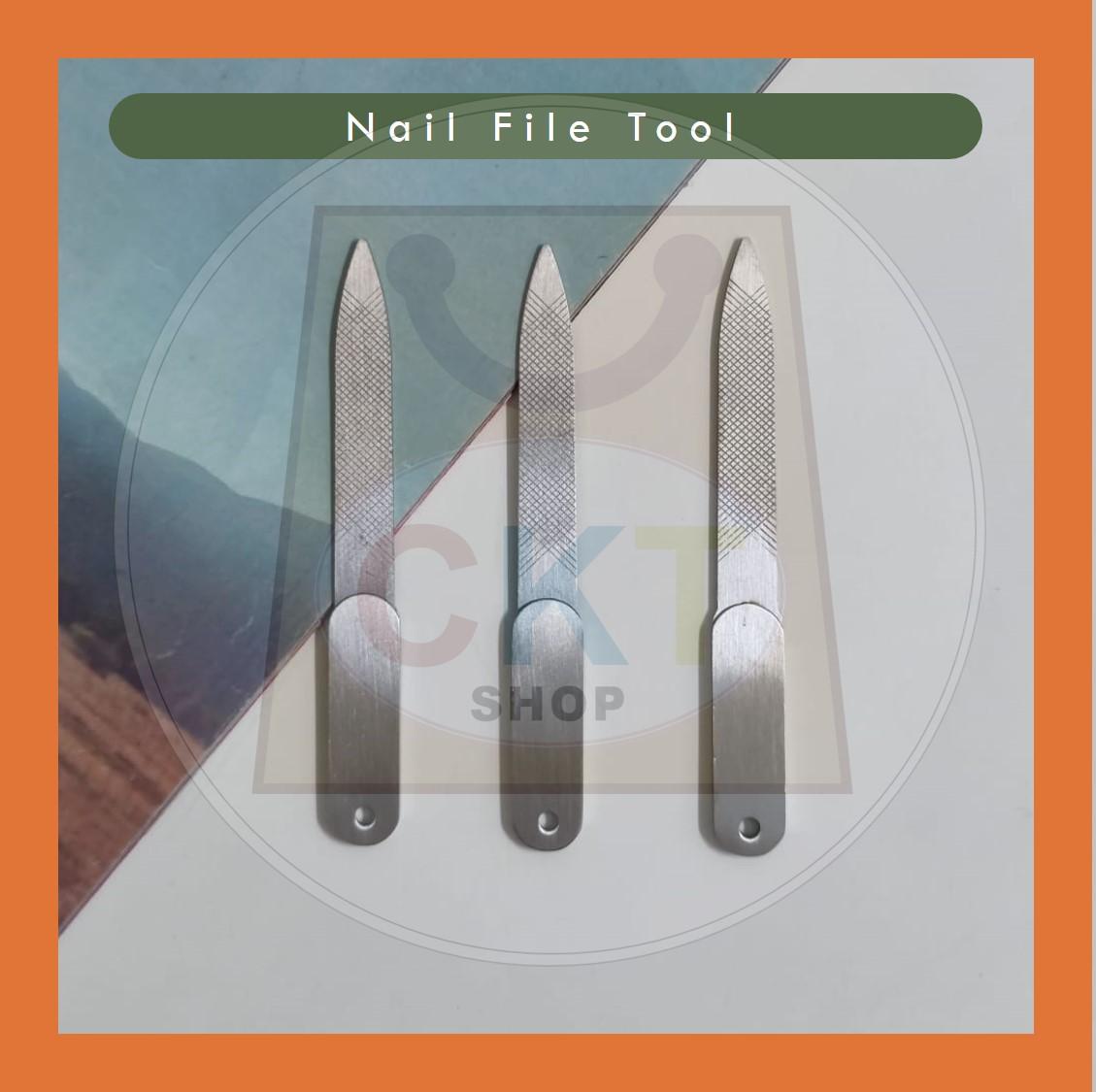 Stainless Steel Asah Kuku Nail File Manicure Nail Care Pengilat Kuku Nail Polish Tool  Double Sided Pointed Nail