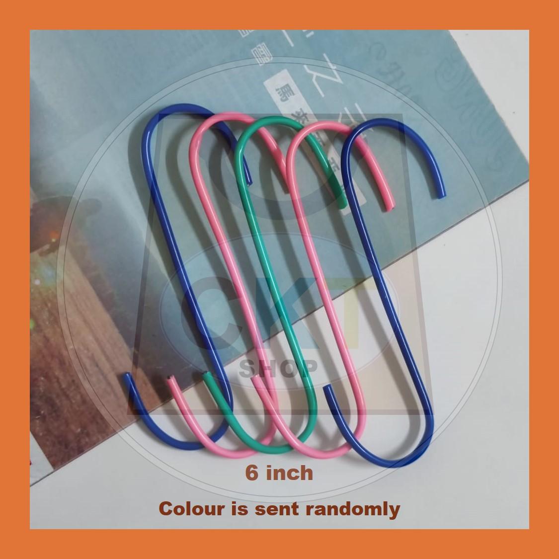 4" and 6 inches 5's Quality Household S Shape Colourful Hook / S Hooks / Cangkuk S / S  Metal S hooks rubber coating