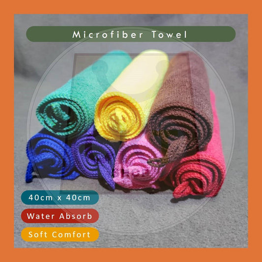 [READY STOCK] 40x40cm Car Cleaning Towel Plush Microfiber Wash Auto Care Wax Polishing Cloth Car Home Living Clean Wash