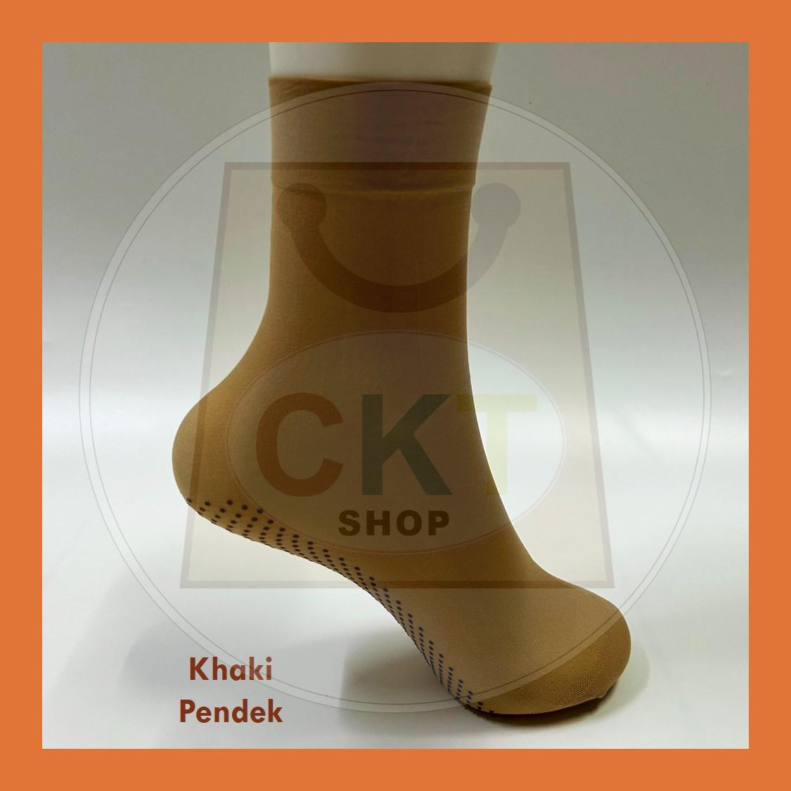 Stokin Muslimah Anti Slip Tutup Aurat Panjang 37cm Pendek 26cm Hitam Khaki Muslimah Socks