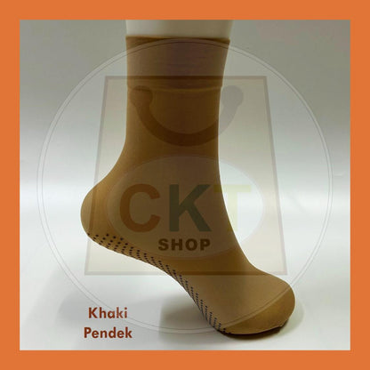 Stokin Muslimah Anti Slip Tutup Aurat Panjang 37cm Pendek 26cm Hitam Khaki Muslimah Socks