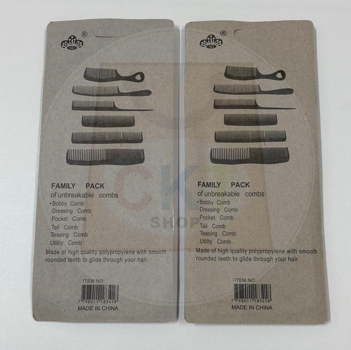 Hair Comb 6s set 6 in 1 Hairdressing Styling Family Jimat Pack Fine-tooth Salon Plastic Combs Beauty Tools Sikat Rambut