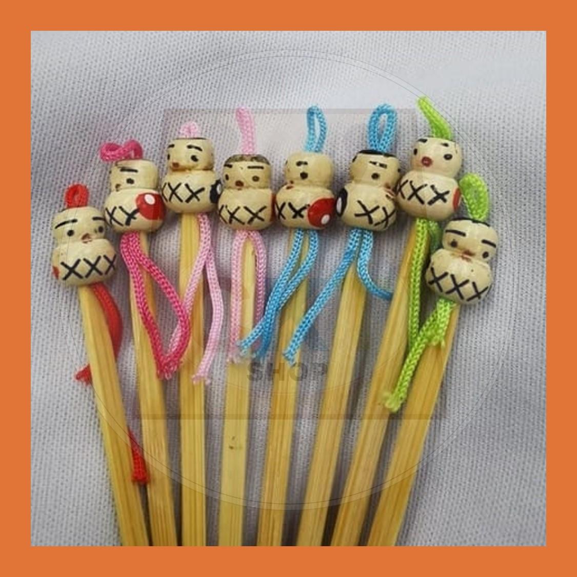 Bamboo Earpick Stainless Steel Ear Pick Korek Telinga Tebal 12cm Pembersih Kuping Ear Pick Remover