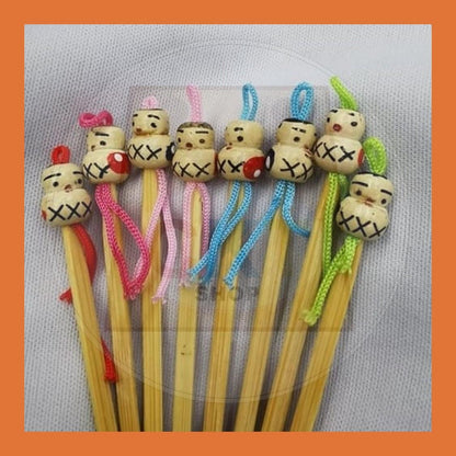 Bamboo Earpick Stainless Steel Ear Pick Korek Telinga Tebal 12cm Pembersih Kuping Ear Pick Remover