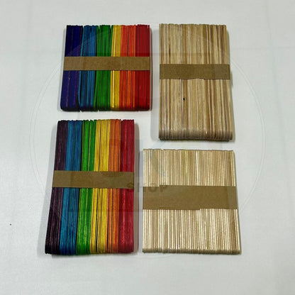Wooden Ice Cream Stick Stick Batang Ais Krim Popsicle Ice Cream Stick Pine wood 4.5 inch 114mm x 10mm 50pcs (DIY Architecture Sculpture Education)