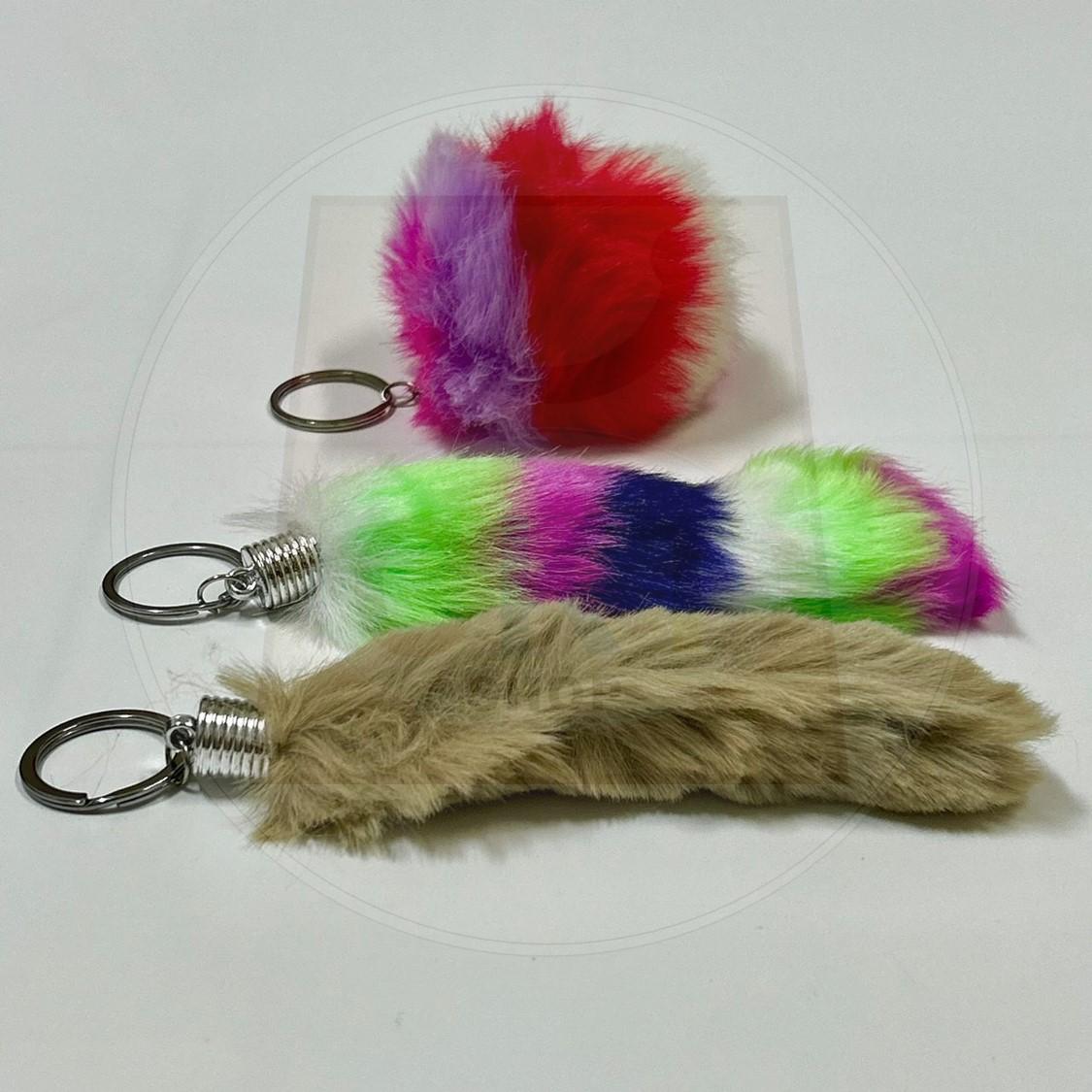 Cute Long Pom Pom Fluffy Keychain Women Faux Mink Fur Key Chain Bag Charms Pendant Tassel Fluffy Car Key Ring Accessories Berbuluh Pelangi