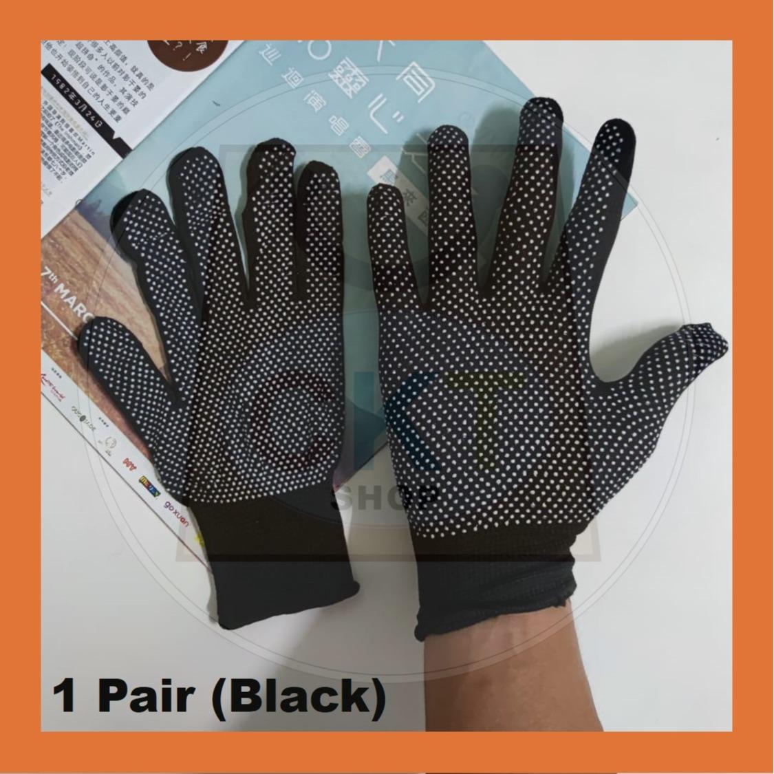 Black Gloves Dot Fishing Ricefield Eel Labor Protection Sarung Tangan Kain Bintik Getah Anti Slip Sport Gardening