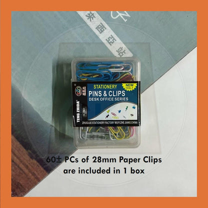 Colorful Round Paper clip 28mm Triangle Clips Paperclip Klik kertas document color Mix Color Pins Binder in box 60's 60PCs in 1 Box