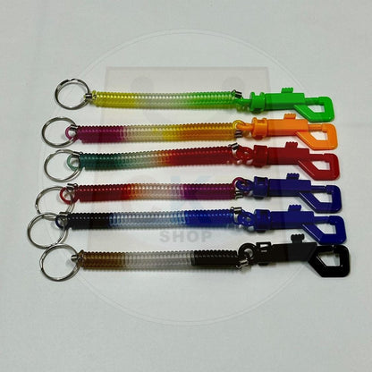Spiral Stretch Retractable Plastic Spring Coil Colorful Flexible Hanging Stretch Cord with Plastic Lobster Clasp 0.7cm