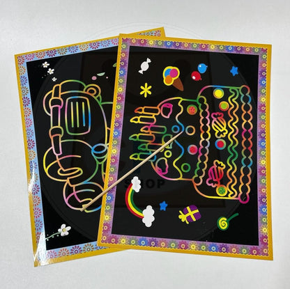 Colourful Scratch Art Card Diy Party Gift Card DIY Children Fun Art Kid DIY Art Craft Kraf Tangan