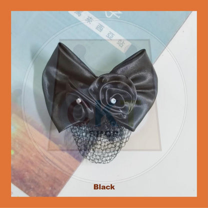 Professional Head Flower Hairpin Headgear Satin Bow Net Bag Hair Clip Bow Nurse Hotel Bank Work Hair Clip