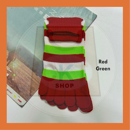 Breathable Non-slip Cotton Split Toe Ladies Five Finger Socks Yoga Socks Floor Socks Stoking Jari Outdoor Green Family