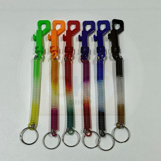 Spiral Stretch Retractable Plastic Spring Coil Colorful Flexible Hanging Stretch Cord with Plastic Lobster Clasp 0.7cm