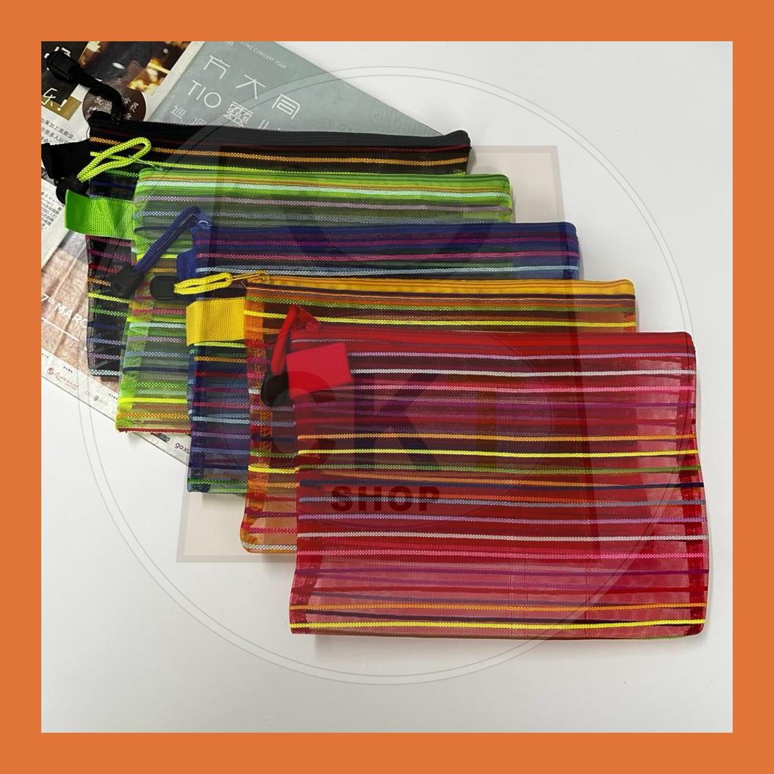 Rainbow Mesh Zipper Bag Transparent Zipper Bag / Document Bag / Pencil Bag