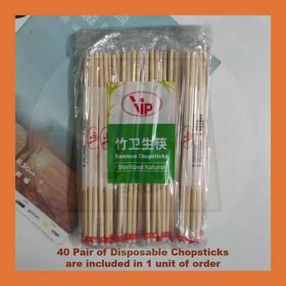 Tapau Hygienic Economy Chopstick Bamboo Chopstick Disposable Bamboo Cutlery GOOD QUALITY 40 pairs± 4.5mm 200mm 20cm