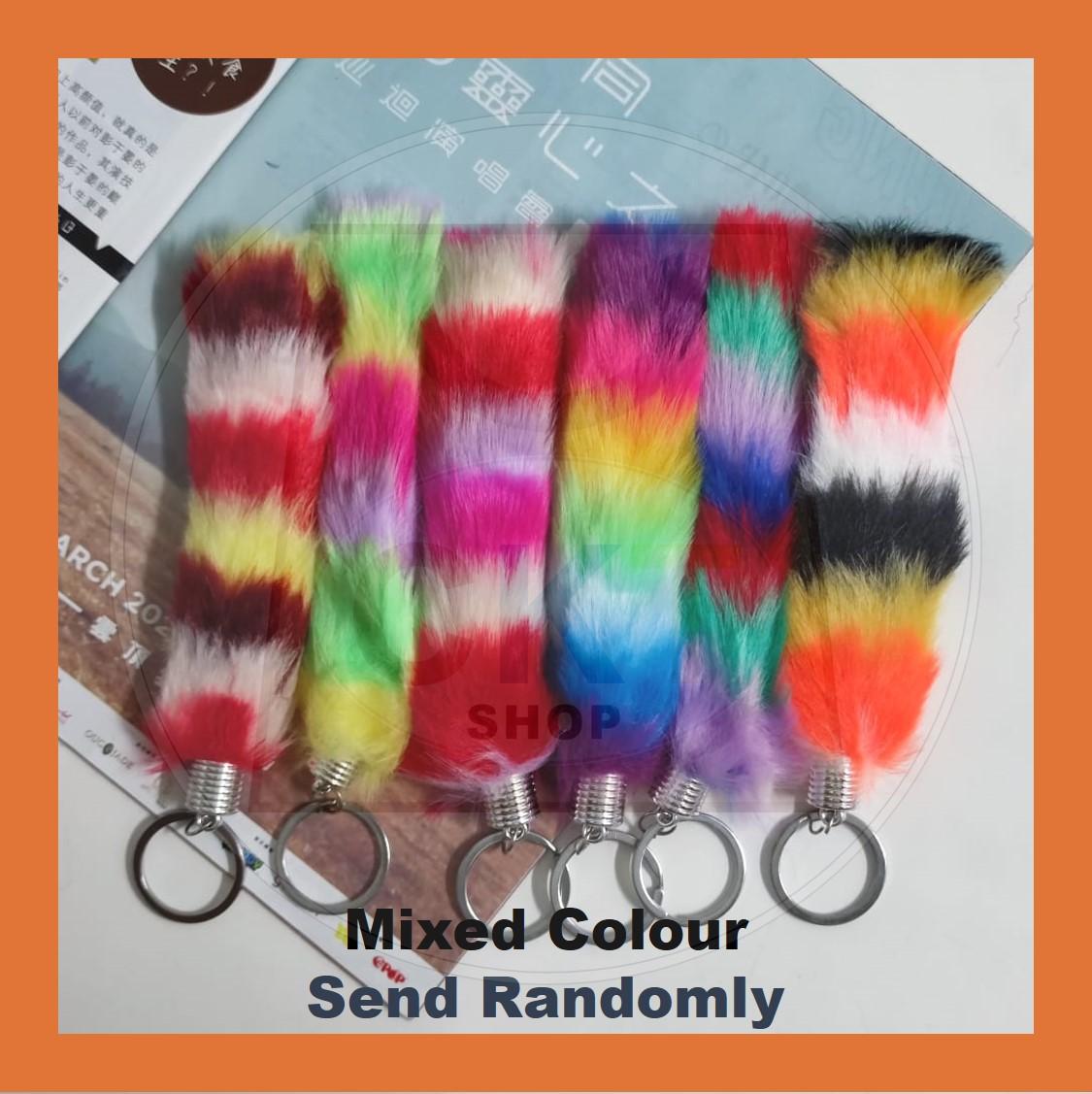 Cute Long Pom Pom Fluffy Keychain Women Faux Mink Fur Key Chain Bag Charms Pendant Tassel Fluffy Car Key Ring Accessories Berbuluh Pelangi