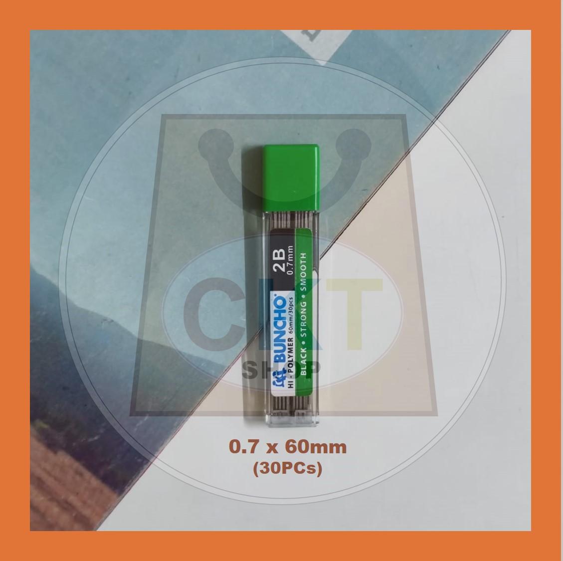 Buncho Hi-Polymer Pencil Lead 0.5 X 70mm 0.7mm 2B Ubat Pensel Mata Pencil Buncho 0.7 0.5