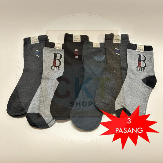 3 Pasang Stoking Kerja Lelaki Stokin Panjang Hitam Men Socks Office Long Black Sock