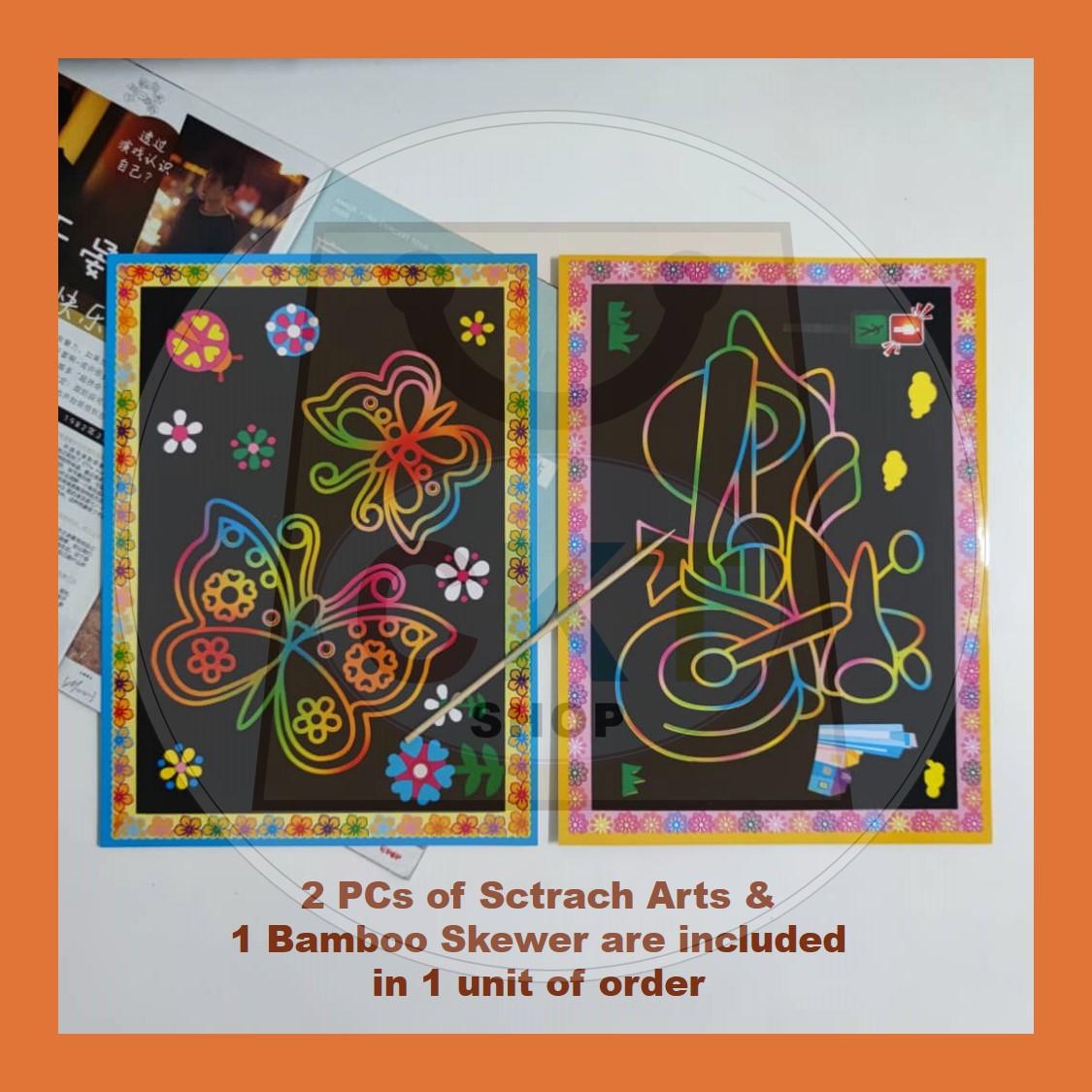 Colourful Scratch Art Card Diy Party Gift Card DIY Children Fun Art Kid DIY Art Craft Kraf Tangan