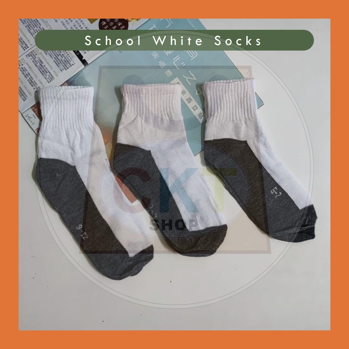 Student Unisex School Black Socks Size S to XL Sarung Kaki Stokin Sekolah Kerja Keje Warna Putih Murah Cotton Stokin Plain Summer Ankle