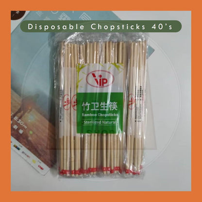 Tapau Hygienic Economy Chopstick Bamboo Chopstick Disposable Bamboo Cutlery GOOD QUALITY 40 pairs± 4.5mm 200mm 20cm