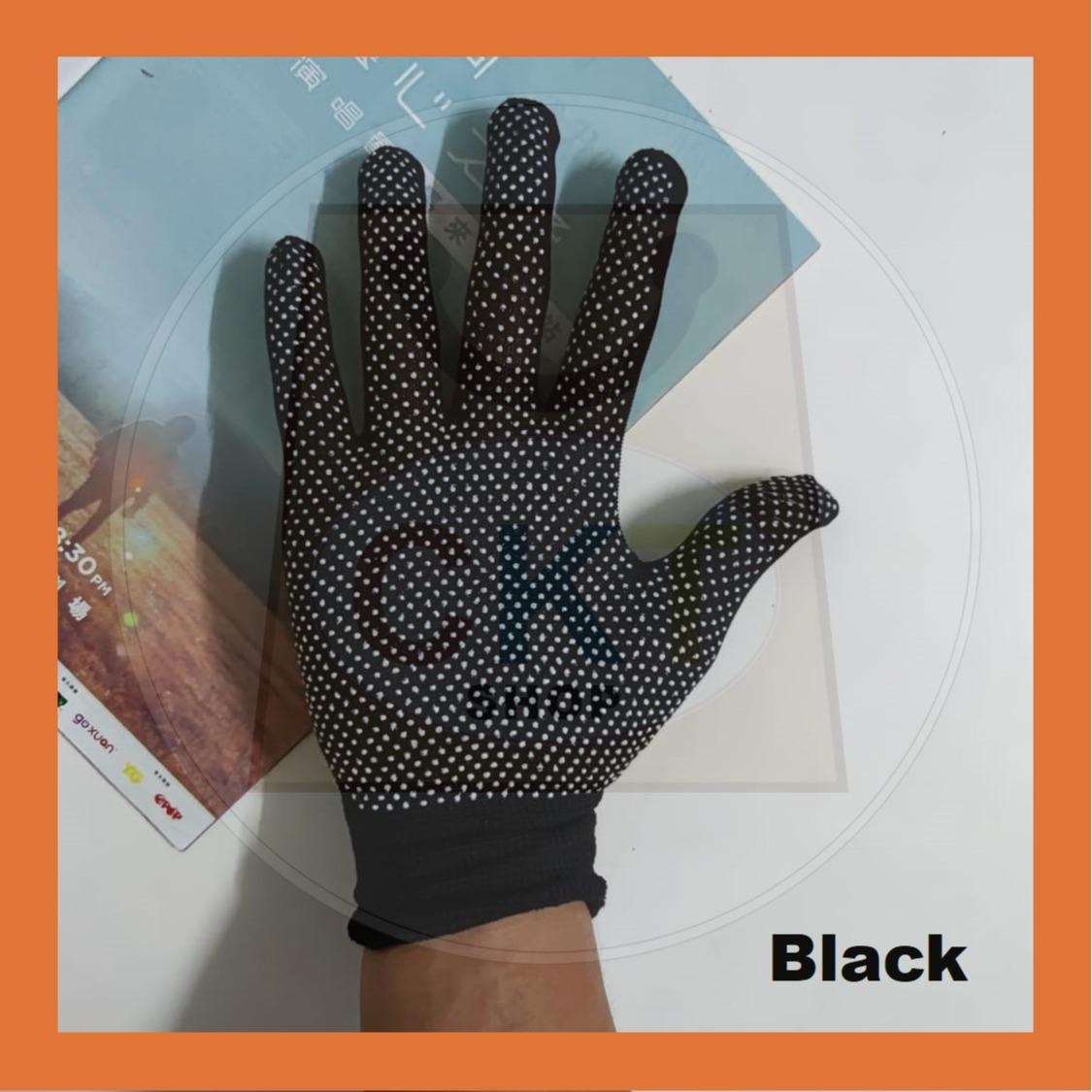 Black Gloves Dot Fishing Ricefield Eel Labor Protection Sarung Tangan Kain Bintik Getah Anti Slip Sport Gardening