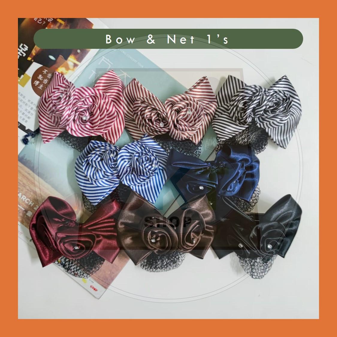 Professional Head Flower Hairpin Headgear Satin Bow Net Bag Hair Clip Bow Nurse Hotel Bank Work Hair Clip