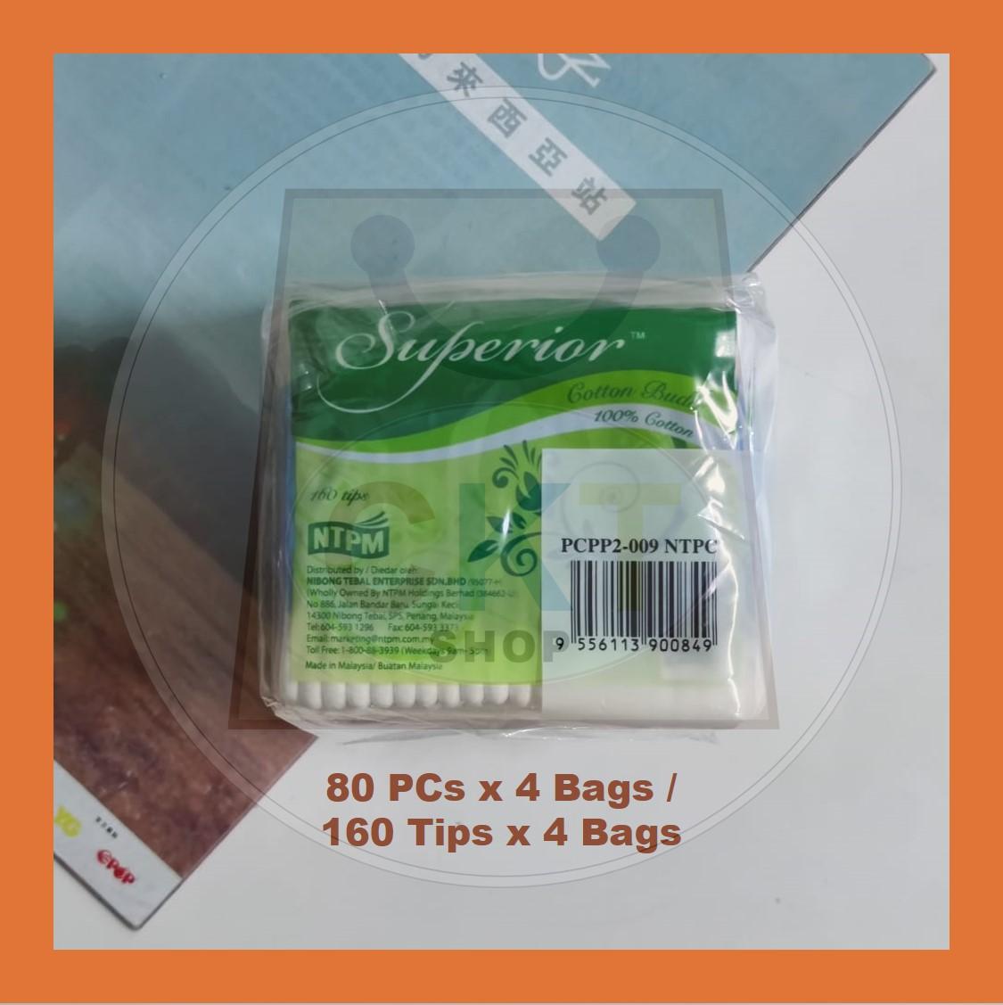 Superior Cotton Buds 160 Tips Disposable Cotton Swabs with Double Head Kapas Telinga Makeup Nose Ears