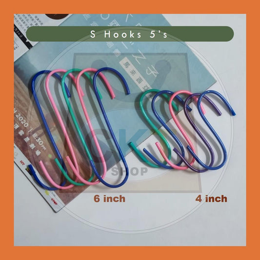 4" and 6 inches 5's Quality Household S Shape Colourful Hook / S Hooks / Cangkuk S / S  Metal S hooks rubber coating