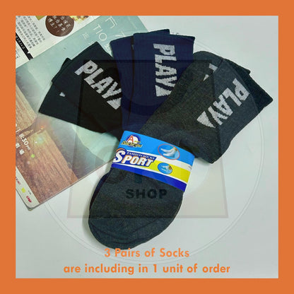 3 Pasang Stoking Kerja Lelaki Stokin Panjang Hitam Men Socks Office Long Black Sock