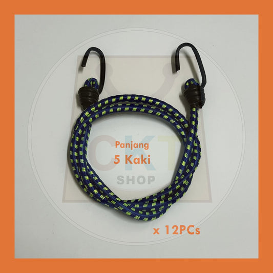 BULK PURCHASE - Elastic Rubber Belt with Hooks 5 Feets 12's │ Tali Motor Ikat Barang 5 Kaki 12's
