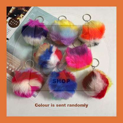 Cute Long Pom Pom Fluffy Keychain Women Faux Mink Fur Key Chain Bag Charms Pendant Tassel Fluffy Car Key Ring Accessories Berbuluh Pelangi