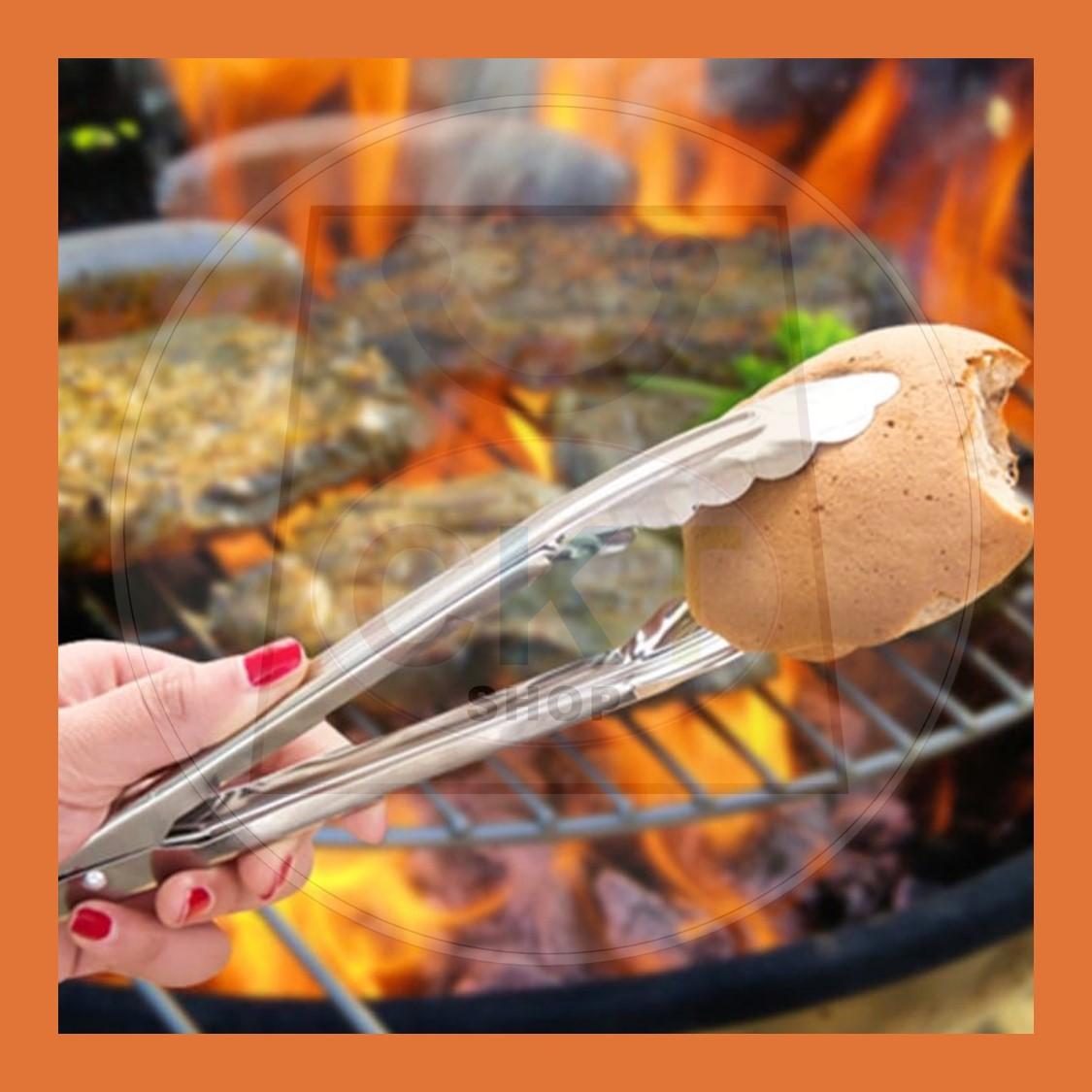 Stainless Steel Tong Food Clip BBQ Tongs Tweezer Penyepit Makanan Cooking Tongs Utensil Kitchen Bar Grill Steak Buffet